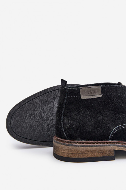 Zamšādas kurpes Vīriešiem šņorējami Big Star OO174146 melnas krāsas