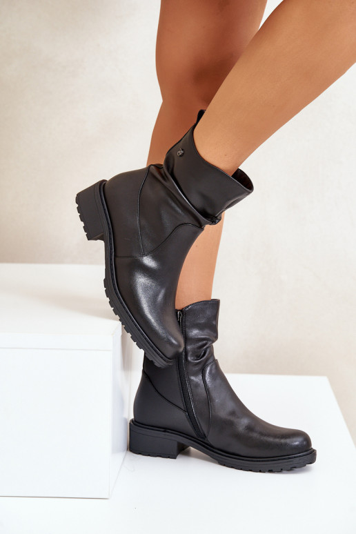 Āda Sieviešu puszābaki siltināti Ar volāniem melnas krāsas Vinceza 66714