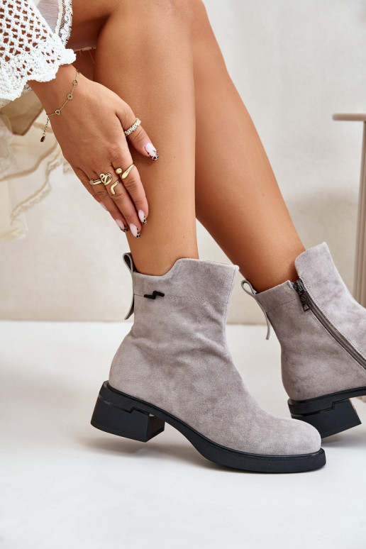 siltināti Sieviešu puszābakiIeslēgtsturalnego zamšādasu Uz pili Pelēkas krāsas Vinceza 66696