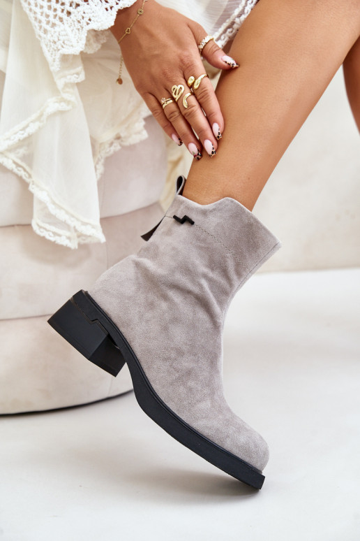 siltināti Sieviešu puszābakiIeslēgtsturalnego zamšādasu Uz pili Pelēkas krāsas Vinceza 66696