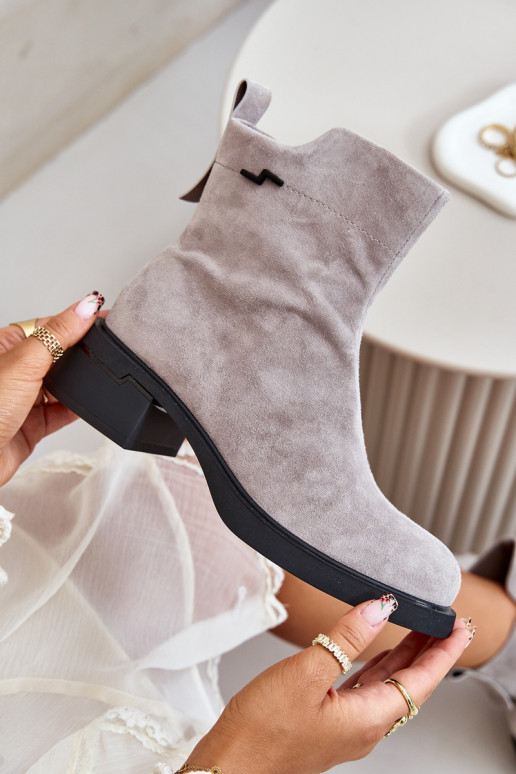 siltināti Sieviešu puszābakiIeslēgtsturalnego zamšādasu Uz pili Pelēkas krāsas Vinceza 66696