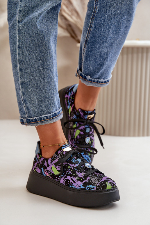 Āda sporta apavi ar platformu Tā irciejka 06191-05 Violeta krāsa Āda sporta apavi ar platformu Tā irciejka 06191-05 Violeta krāsa