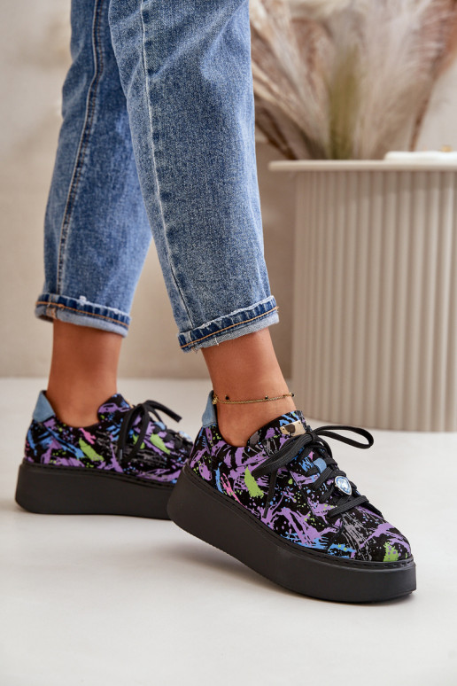 Āda sporta apavi ar platformu Tā irciejka 06191-05 Violeta krāsa Āda sporta apavi ar platformu Tā irciejka 06191-05 Violeta krāsa