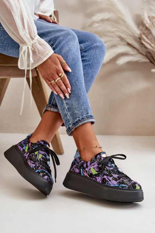 Āda sporta apavi ar platformu Tā irciejka 06191-05 Violeta krāsa Āda sporta apavi ar platformu Tā irciejka 06191-05 Violeta krāsa