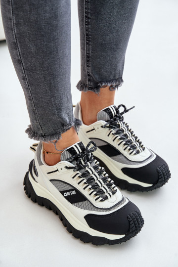 Āda Sneakers modeļa apavi Sieviešu ar platformu Big Star OO274A220 HI-POLY SYSTEM Baltas-melnas krāsas 2
