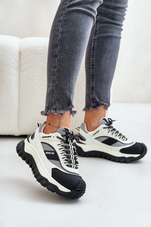 Āda Sneakers modeļa apavi Sieviešu ar platformu Big Star OO274A220 HI-POLY SYSTEM Baltas-melnas krāsas Āda Sneakers modeļa apavi Sieviešu ar platformu Big Star OO274A220 HI-POLY SYSTEM Baltas-melnas krāsas