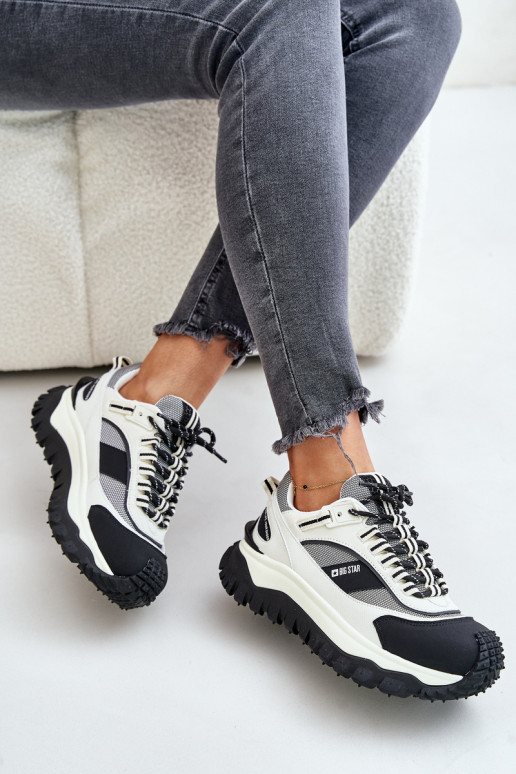 Āda Sneakers modeļa apavi Sieviešu ar platformu Big Star OO274A220 HI-POLY SYSTEM Baltas-melnas krāsas Āda Sneakers modeļa apavi Sieviešu ar platformu Big Star OO274A220 HI-POLY SYSTEM Baltas-melnas krāsas