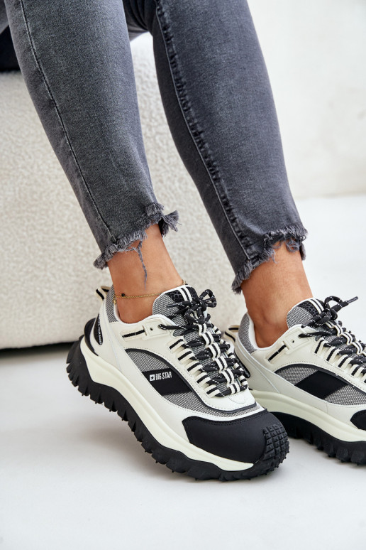 Āda Sneakers modeļa apavi Sieviešu ar platformu Big Star OO274A220 HI-POLY SYSTEM Baltas-melnas krāsas Āda Sneakers modeļa apavi Sieviešu ar platformu Big Star OO274A220 HI-POLY SYSTEM Baltas-melnas krāsas