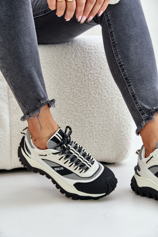 Āda Sneakers modeļa apavi Sieviešu ar platformu Big Star OO274A220 HI-POLY SYSTEM Baltas-melnas krāsas Āda Sneakers modeļa apavi Sieviešu ar platformu Big Star OO274A220 HI-POLY SYSTEM Baltas-melnas krāsas