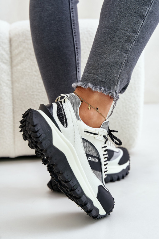 Āda Sneakers modeļa apavi Sieviešu ar platformu Big Star OO274A220 HI-POLY SYSTEM Baltas-melnas krāsas Āda Sneakers modeļa apavi Sieviešu ar platformu Big Star OO274A220 HI-POLY SYSTEM Baltas-melnas krāsas