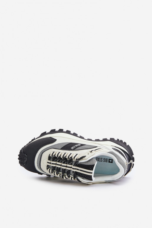 Āda Sneakers modeļa apavi Sieviešu ar platformu Big Star OO274A220 HI-POLY SYSTEM Baltas-melnas krāsas Āda Sneakers modeļa apavi Sieviešu ar platformu Big Star OO274A220 HI-POLY SYSTEM Baltas-melnas krāsas