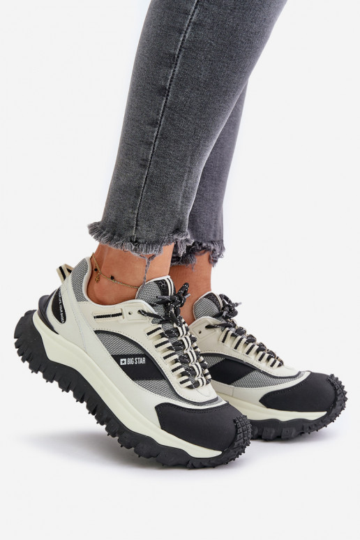 Āda Sneakers modeļa apavi Sieviešu ar platformu Big Star OO274A220 HI-POLY SYSTEM Baltas-melnas krāsas Āda Sneakers modeļa apavi Sieviešu ar platformu Big Star OO274A220 HI-POLY SYSTEM Baltas-melnas krāsas