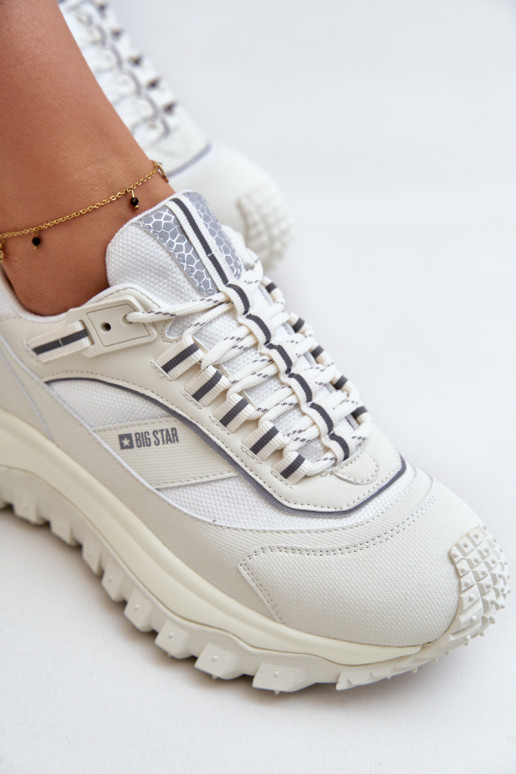 Āda Sneakers modeļa apavi Sieviešu ar platformu Big Star OO274A221 HI-POLY SYSTEM baltas krāsas Āda Sneakers modeļa apavi Sieviešu ar platformu Big Star OO274A221 HI-POLY SYSTEM baltas krāsas