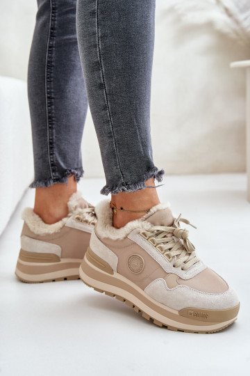 Sneakers modeļa apavi Sieviešu siltināti ar platformu Big Star OO274A214 smilšu krāsas