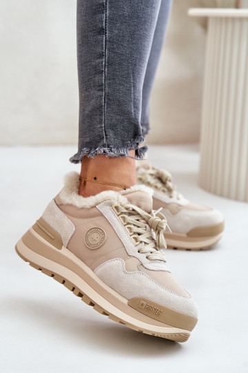 Sneakers modeļa apavi Sieviešu siltināti ar platformu Big Star OO274A214 smilšu krāsas 2