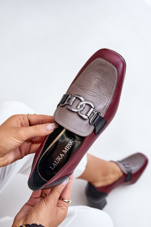 Āda Kurpes ar papēdi Ar zelta rotājumu Laura Messi 2861 bordo krāsas Āda Kurpes ar papēdi Ar zelta rotājumu Laura Messi 2861 bordo krāsas