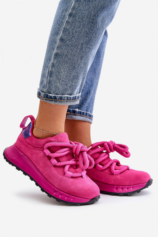 zamšādas Sneakers modeļa apavi SieviešuGrubym Šņorēšanam Artiker 54C1461 rozā krāsas zamšādas Sneakers modeļa apavi SieviešuGrubym Šņorēšanam Artiker 54C1461 rozā krāsas