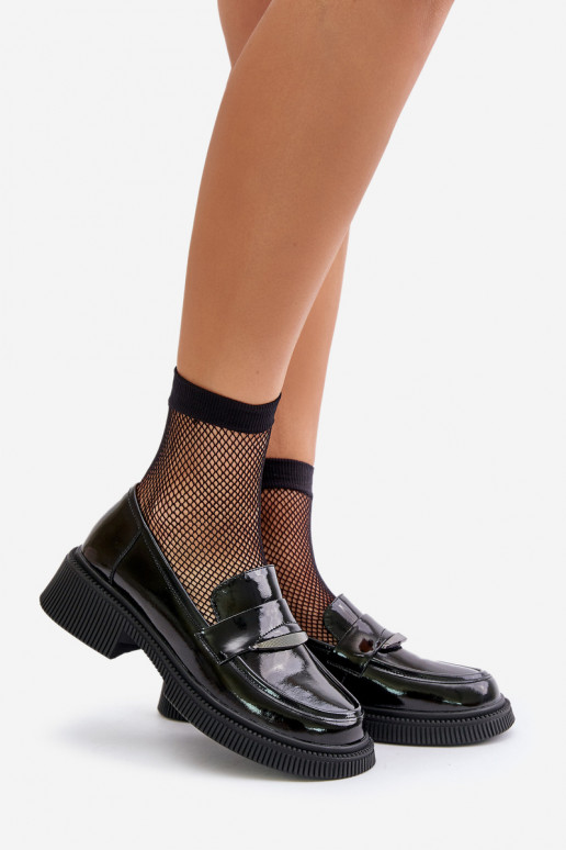 Lakoti mokasīni Mokasīni Sieviešu ar ornamentiem D&A LZ42-031 melnas krāsas