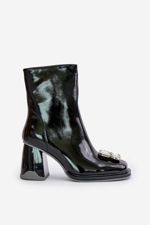 Laque Sieviešu puszābaki ar ornamentiem D&A MR880-019 melnas krāsas Laque Sieviešu puszābaki ar ornamentiem D&A MR880-019 melnas krāsas