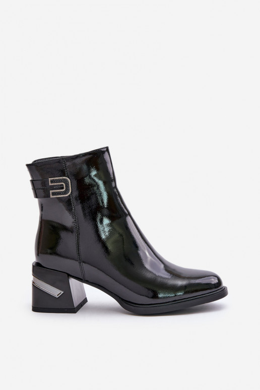 Laque Sieviešu puszābaki ar papēdi siltināti MR880-093 melnas krāsas Laque Sieviešu puszābaki ar papēdi siltināti MR880-093 melnas krāsas