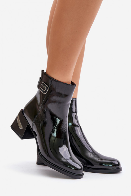 Laque Sieviešu puszābaki ar papēdi siltināti MR880-093 melnas krāsas Laque Sieviešu puszābaki ar papēdi siltināti MR880-093 melnas krāsas