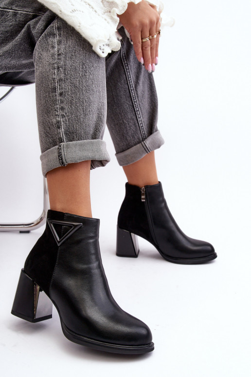 Laque Sieviešu puszābaki ar papēdi siltināti MR880-093 melnas krāsas Laque Sieviešu puszābaki ar papēdi siltināti MR880-093 melnas krāsas