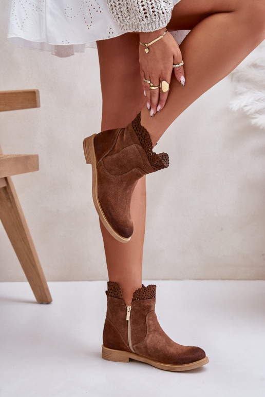 zempapēžu apavi sievietēm ar platiem papēžiem zamšādas Ļevskis 3624 brūnas krāsas