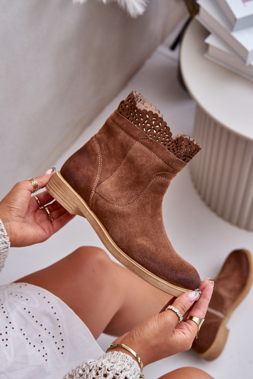 zempapēžu apavi sievietēm ar platiem papēžiem zamšādas Ļevskis 3624 brūnas krāsas