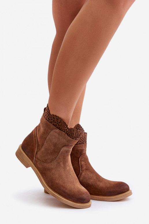 zempapēžu apavi sievietēm ar platiem papēžiem zamšādas Ļevskis 3624 brūnas krāsas