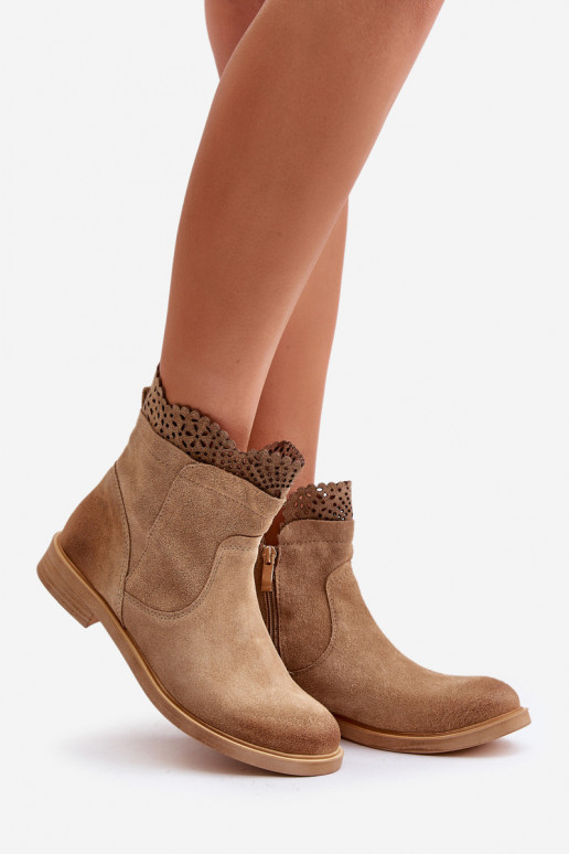 zempapēžu apavi sievietēm ar platiem papēžiem zamšādas Ļevskis 3624 smilšu krāsas