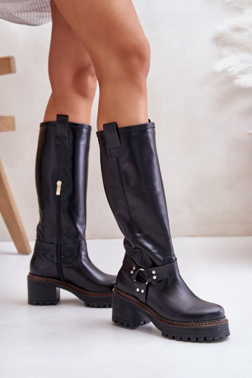 Āda sieviešu garie zābaki Pirms ceļgala Ļevskis 3432 melnas krāsas