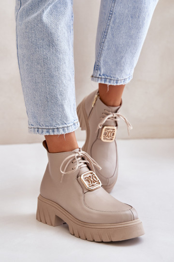 Zazoo 2952 Āda Sieviešu puszābaki Ar zelta rotājumu smilšu krāsas