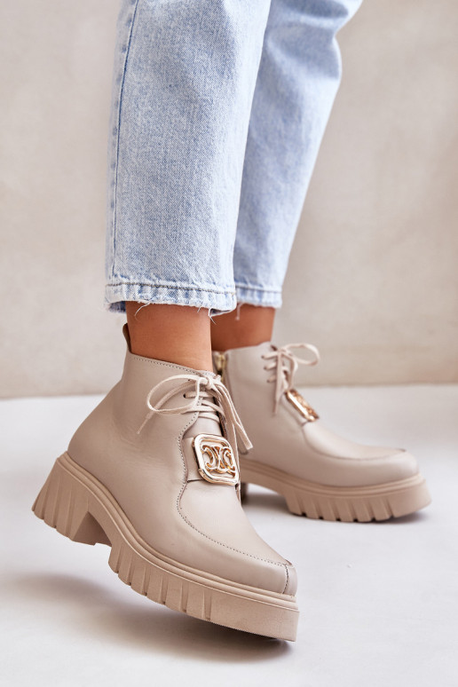 Zazoo 2952 Āda Sieviešu puszābaki Ar zelta rotājumu smilšu krāsas