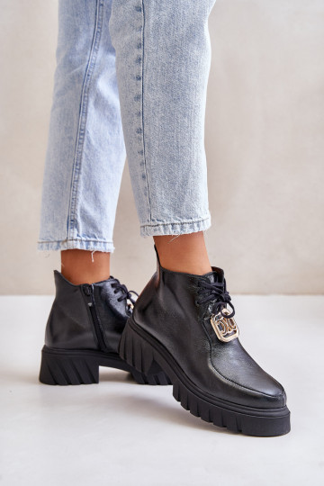 Zazoo 2952 Āda Sieviešu puszābaki Ar zelta rotājumu melnas krāsas