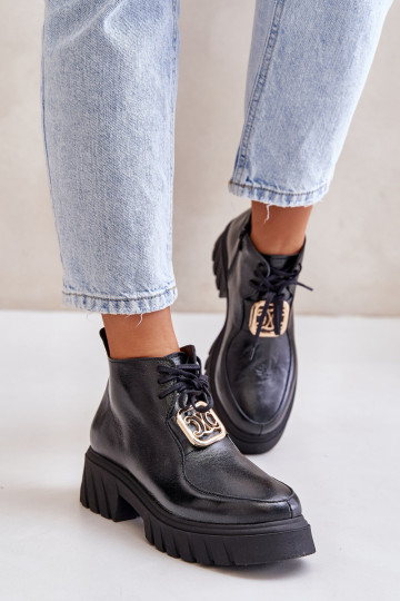 Zazoo 2952 Āda Sieviešu puszābaki Ar zelta rotājumu melnas krāsas 2