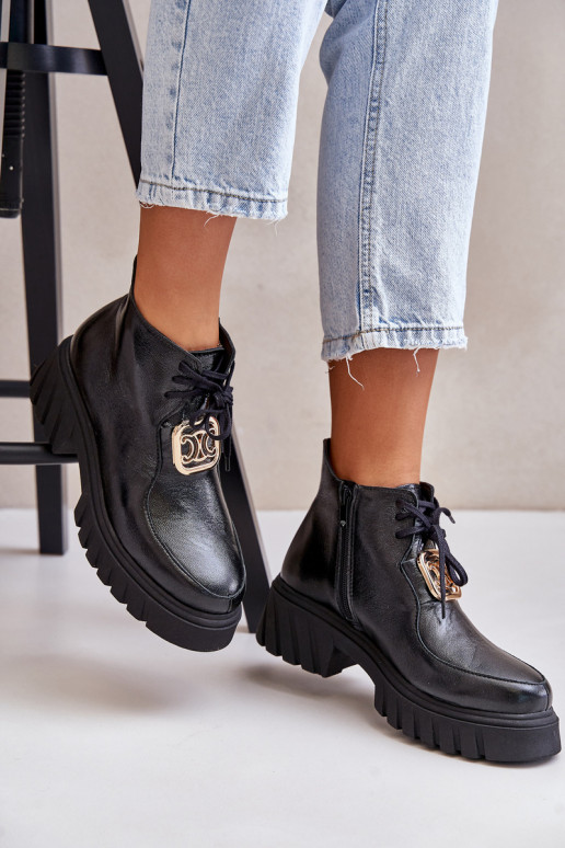 Zazoo 2952 Āda Sieviešu puszābaki Ar zelta rotājumu melnas krāsas