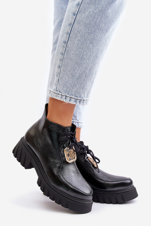 Zazoo 2952 Āda Sieviešu puszābaki Ar zelta rotājumu melnas krāsas