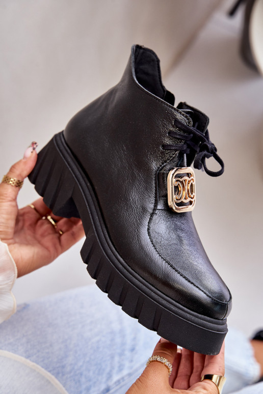 Zazoo 2952 Āda Sieviešu puszābaki Ar zelta rotājumu melnas krāsas