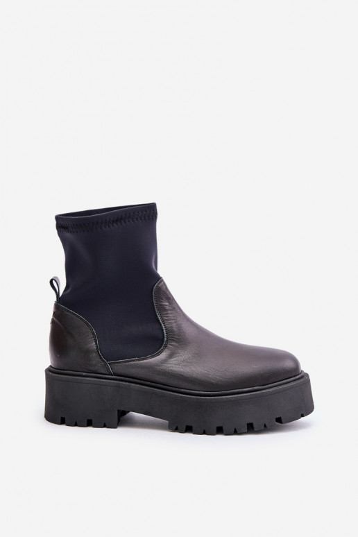 Zazoo 2947 Paslīdēt uz Sieviešu puszābaki Izgatavota no dabīgas ādas melnas krāsas Zazoo 2947 Paslīdēt uz Sieviešu puszābaki Izgatavota no dabīgas ādas melnas krāsas