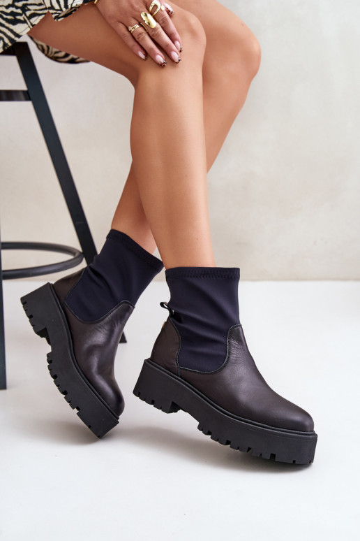 Zazoo 2947 Paslīdēt uz Sieviešu puszābaki Izgatavota no dabīgas ādas melnas krāsas Zazoo 2947 Paslīdēt uz Sieviešu puszābaki Izgatavota no dabīgas ādas melnas krāsas