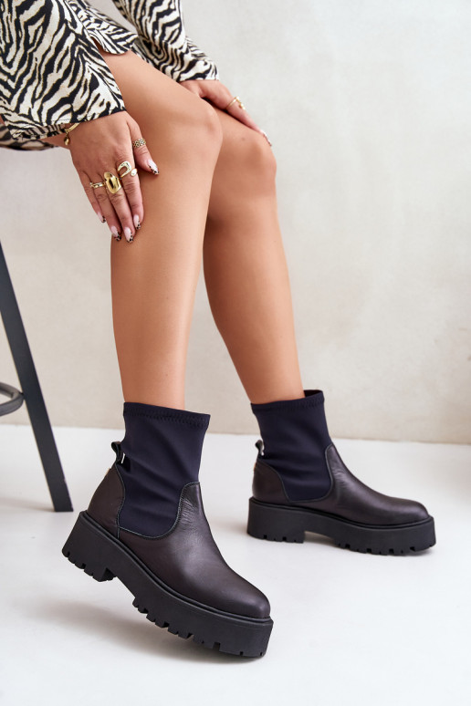 Zazoo 2947 Paslīdēt uz Sieviešu puszābaki Izgatavota no dabīgas ādas melnas krāsas Zazoo 2947 Paslīdēt uz Sieviešu puszābaki Izgatavota no dabīgas ādas melnas krāsas