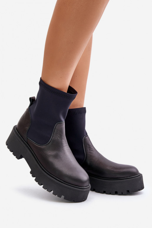 Zazoo 2947 Paslīdēt uz Sieviešu puszābaki Izgatavota no dabīgas ādas melnas krāsas Zazoo 2947 Paslīdēt uz Sieviešu puszābaki Izgatavota no dabīgas ādas melnas krāsas