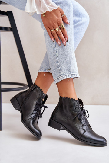 Zazoo 2964 Āda Sieviešu puszābaki ar platiem papēžiem melnas krāsas 2