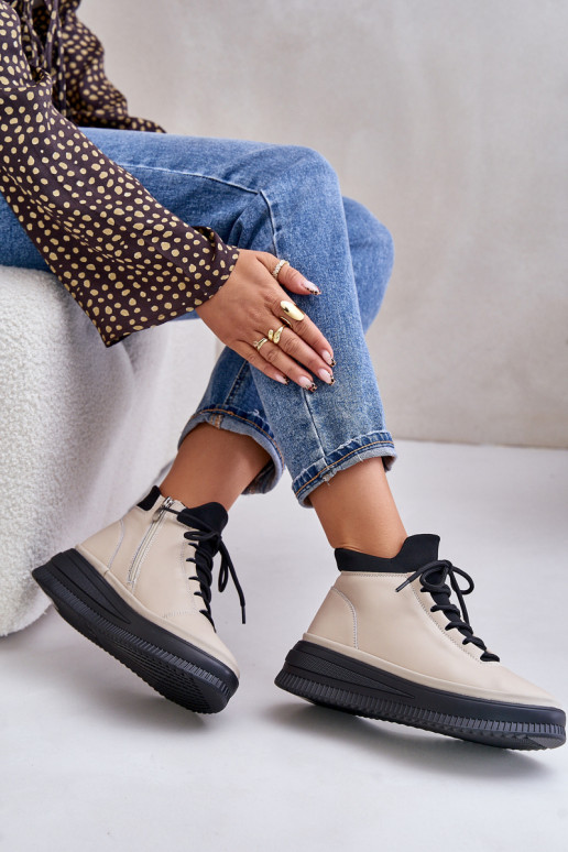 Gaisma Āda sporta apavi ar platformu Artiker 55C0554 smilšu krāsas Gaisma Āda sporta apavi ar platformu Artiker 55C0554 smilšu krāsas