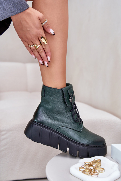 Zazoo 60511 Āda Sieviešu puszābaki ar platformu siltināti haki krāsas