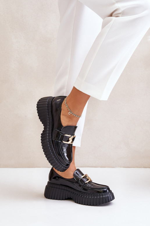 Zazoo 20176 Laque apavi sieviešu mokasīni Izgatavota no dabīgas ādas melnas krāsas