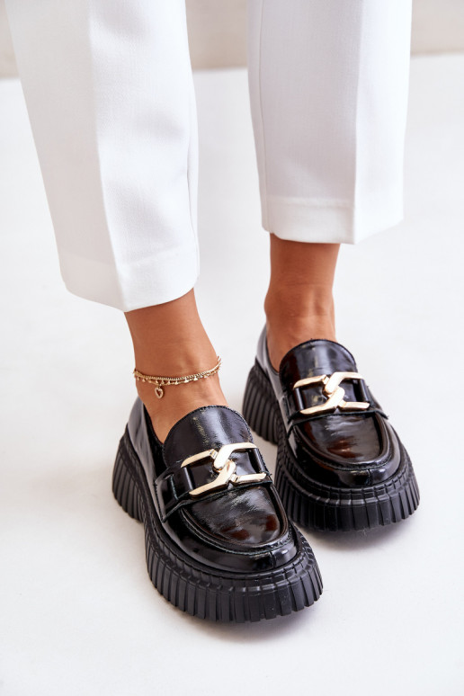 Zazoo 20176 Laque apavi sieviešu mokasīni Izgatavota no dabīgas ādas melnas krāsas