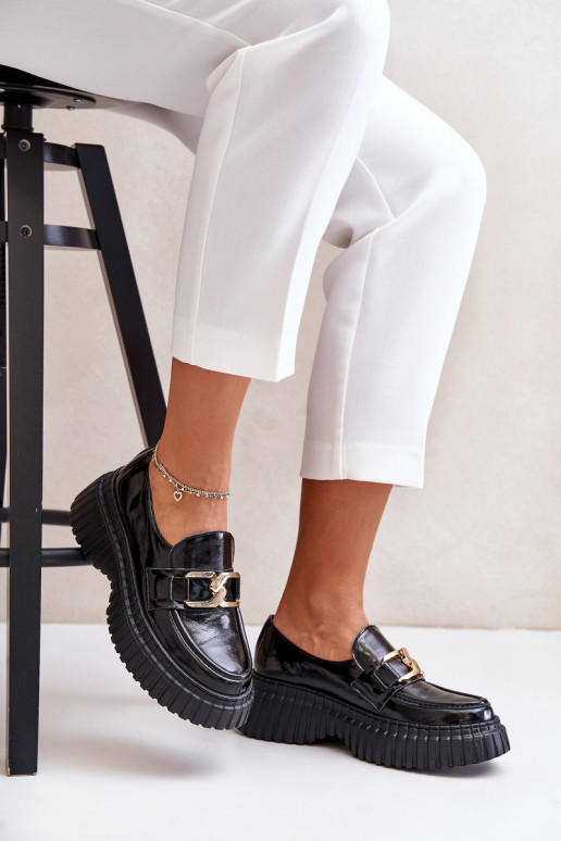 Zazoo 20176 Laque apavi sieviešu mokasīni Izgatavota no dabīgas ādas melnas krāsas