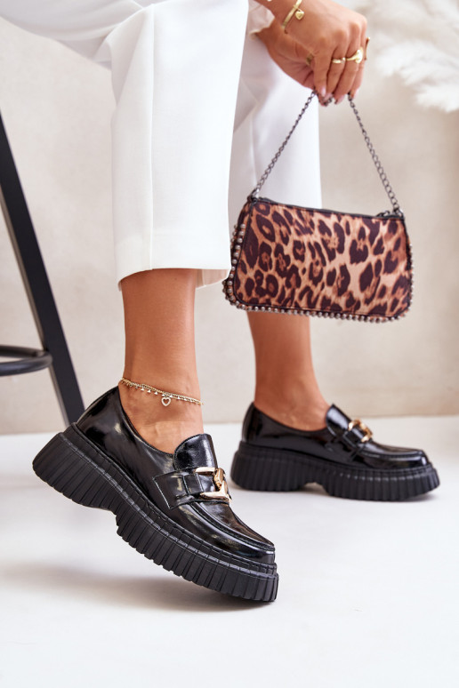 Zazoo 20176 Laque apavi sieviešu mokasīni Izgatavota no dabīgas ādas melnas krāsas