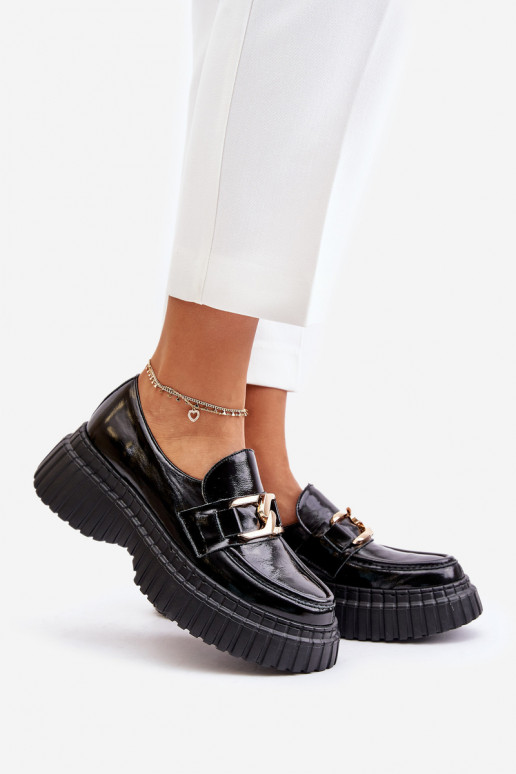 Zazoo 20176 Laque apavi sieviešu mokasīni Izgatavota no dabīgas ādas melnas krāsas